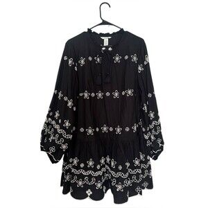 H&M Studio Cotton Eyelet Embroidery Mini Dress Size L